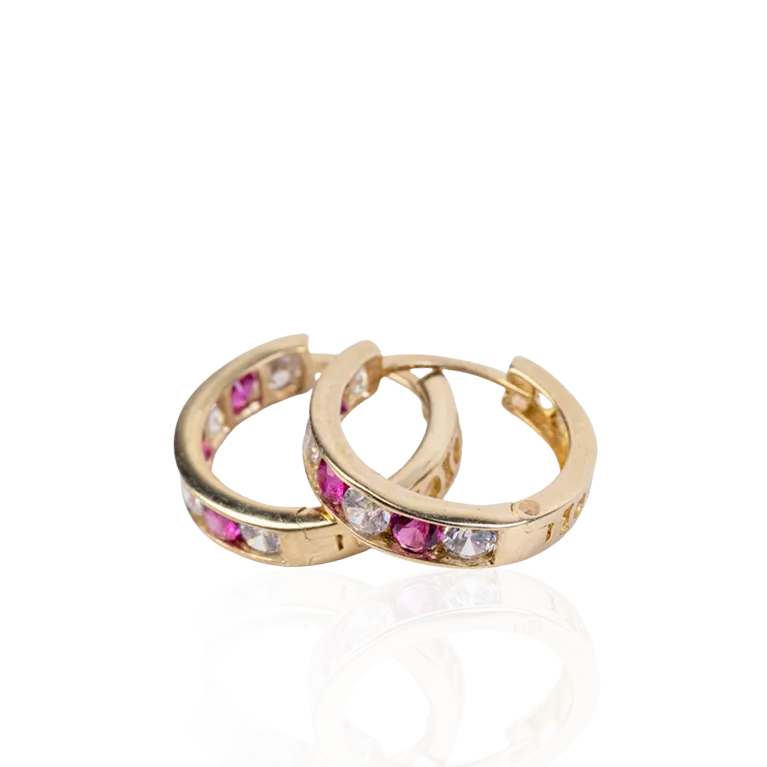 Ruby CZ Huggies Earrings