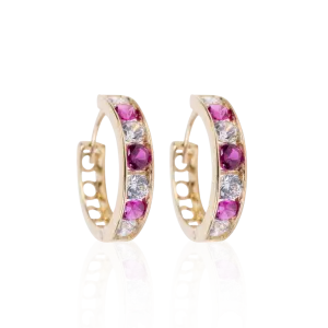 Ruby CZ Huggies Earrings