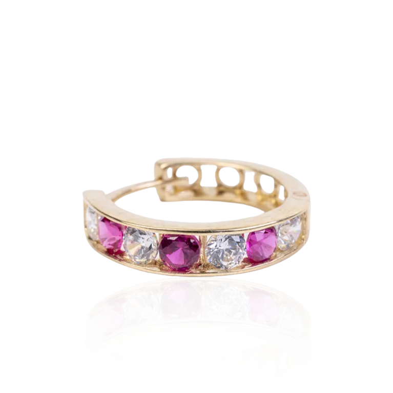 Ruby CZ Huggies Earrings