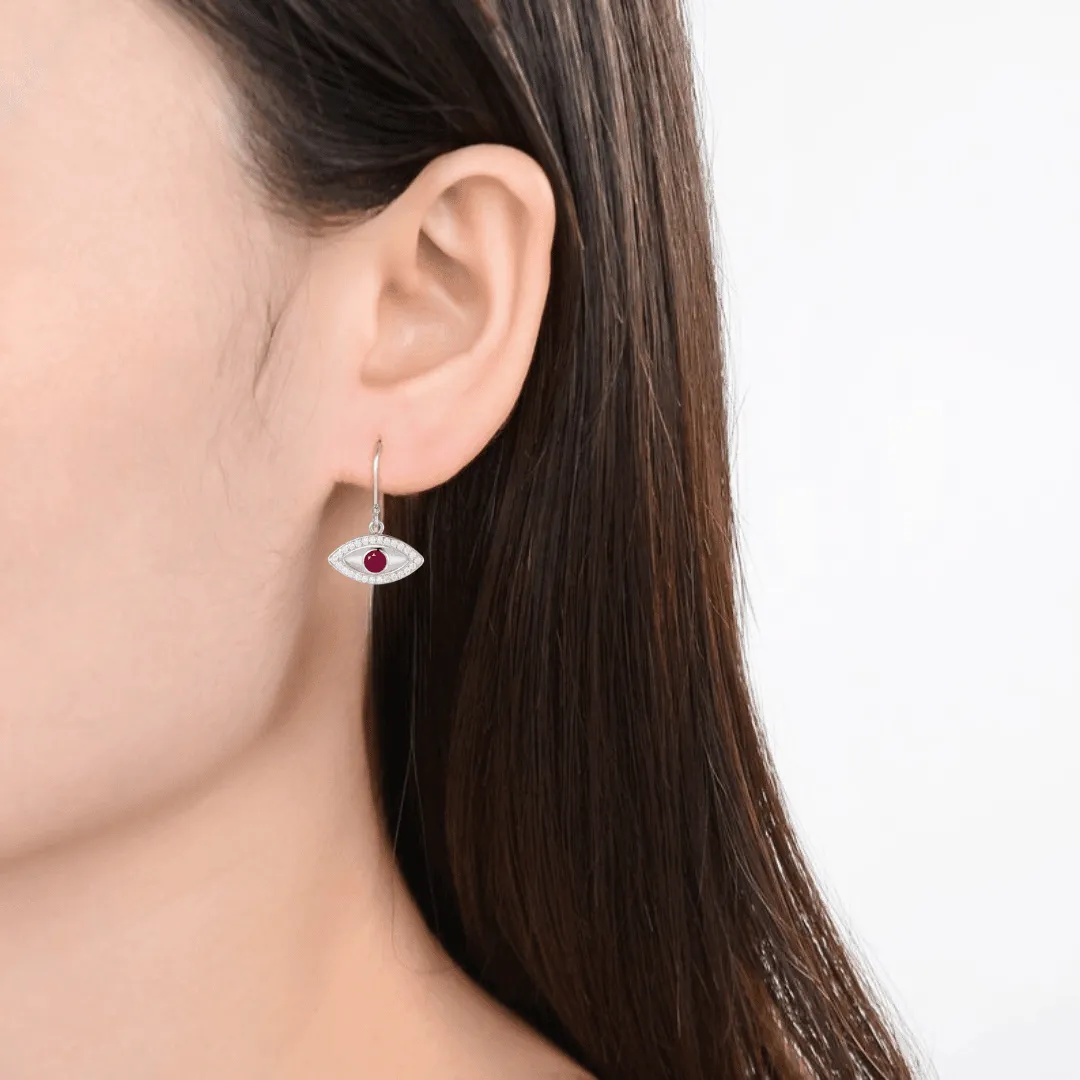 Ruby Evil Eye Earrings
