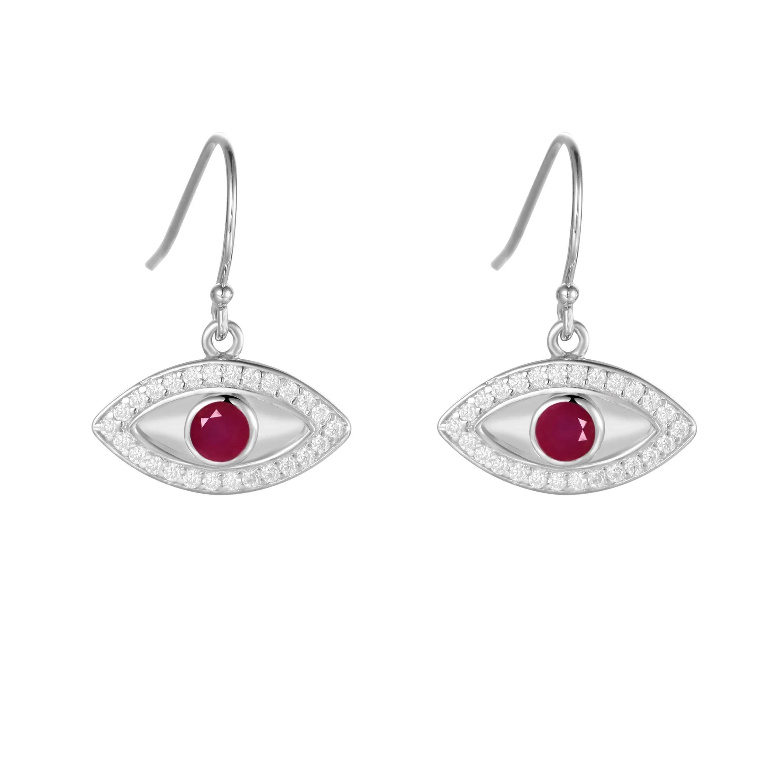 Ruby Evil Eye Earrings