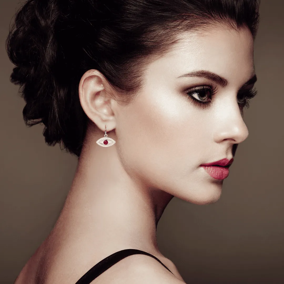 Ruby Evil Eye Earrings