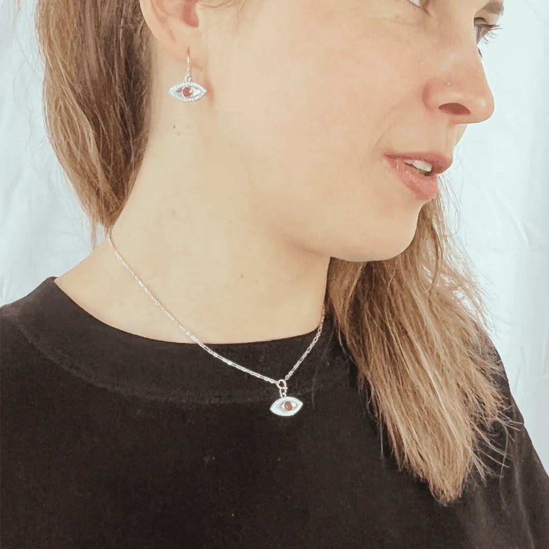 Ruby Evil Eye Earrings
