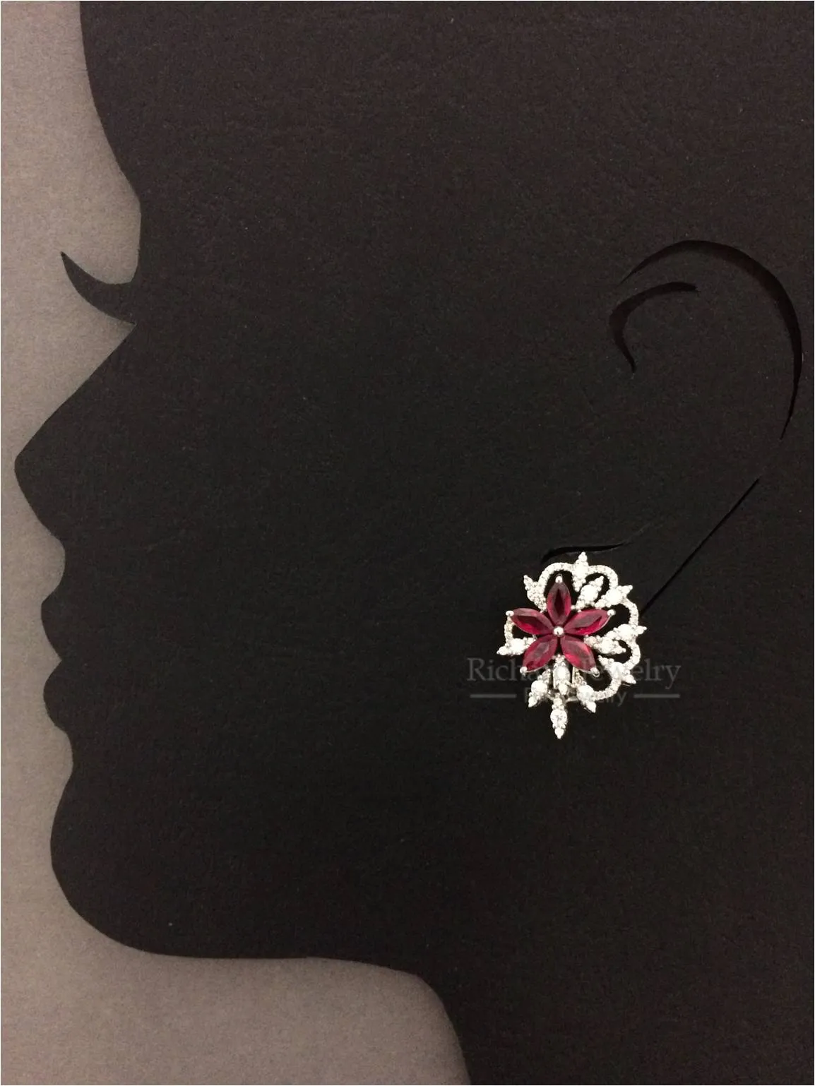 Ruby Floral Diamond Earrings