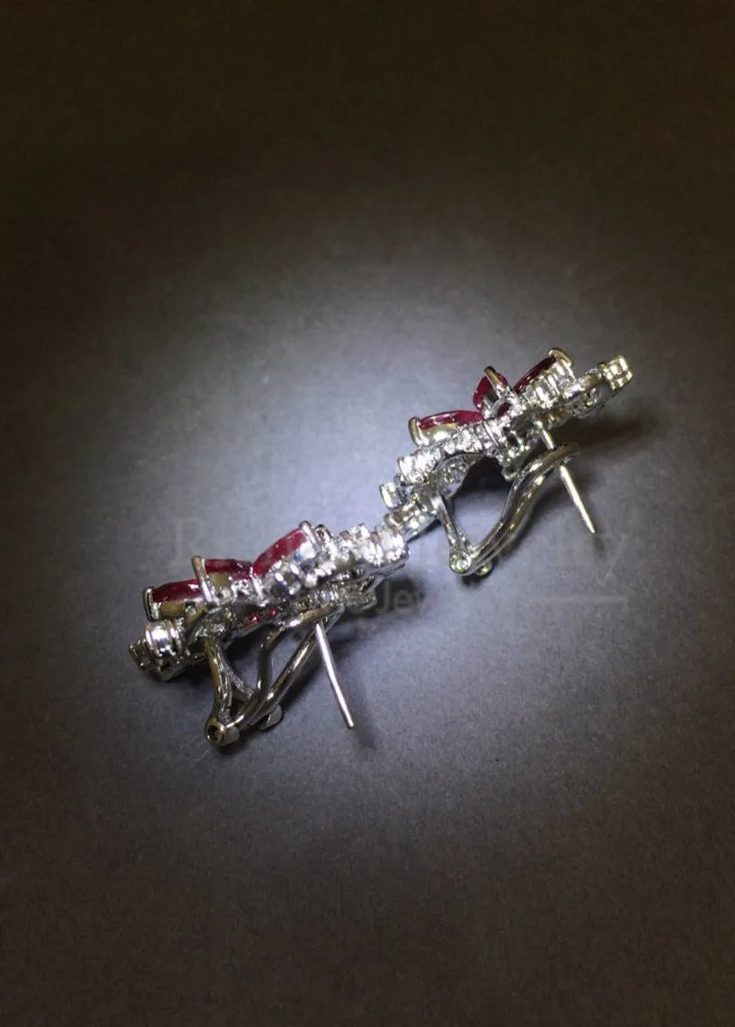 Ruby Floral Diamond Earrings
