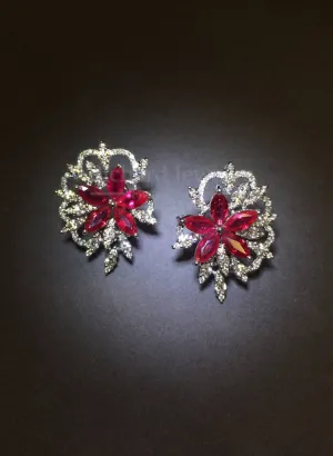 Ruby Floral Diamond Earrings