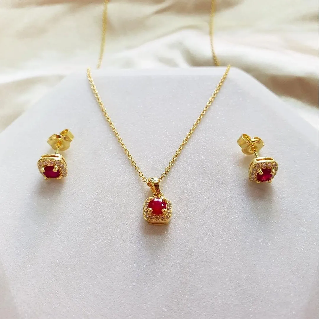Ruby Halo Earrings