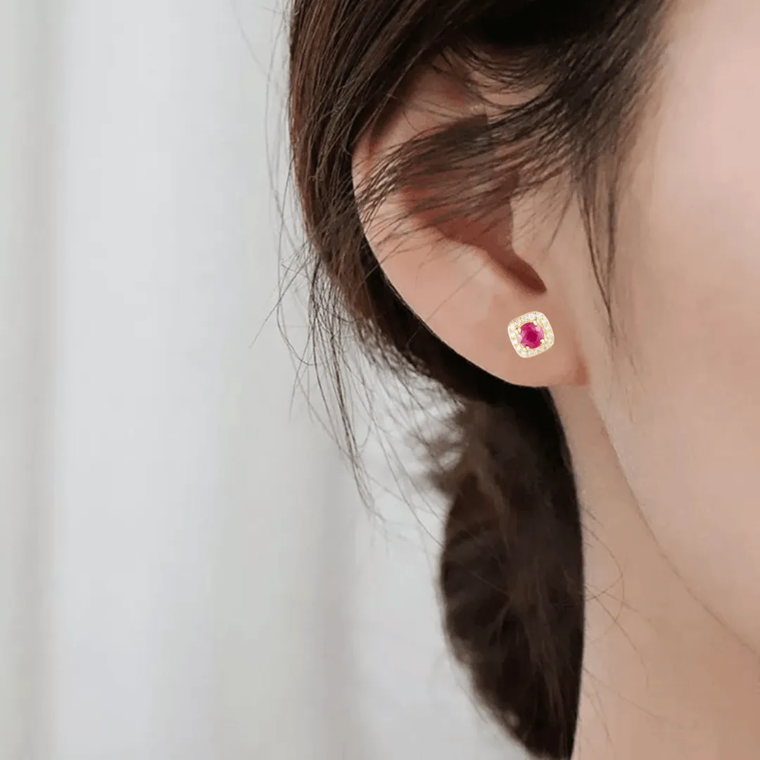 Ruby Halo Earrings