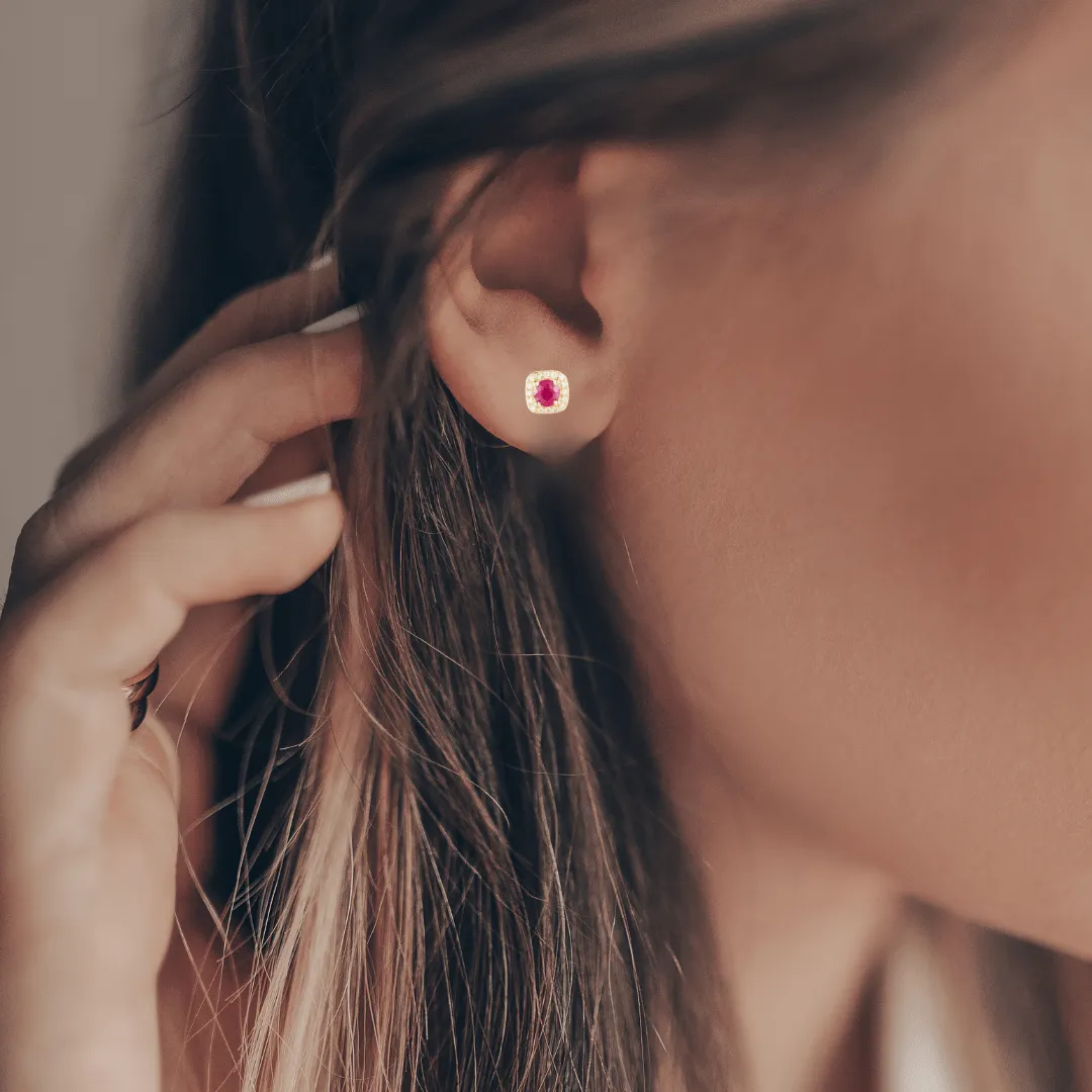 Ruby Halo Earrings