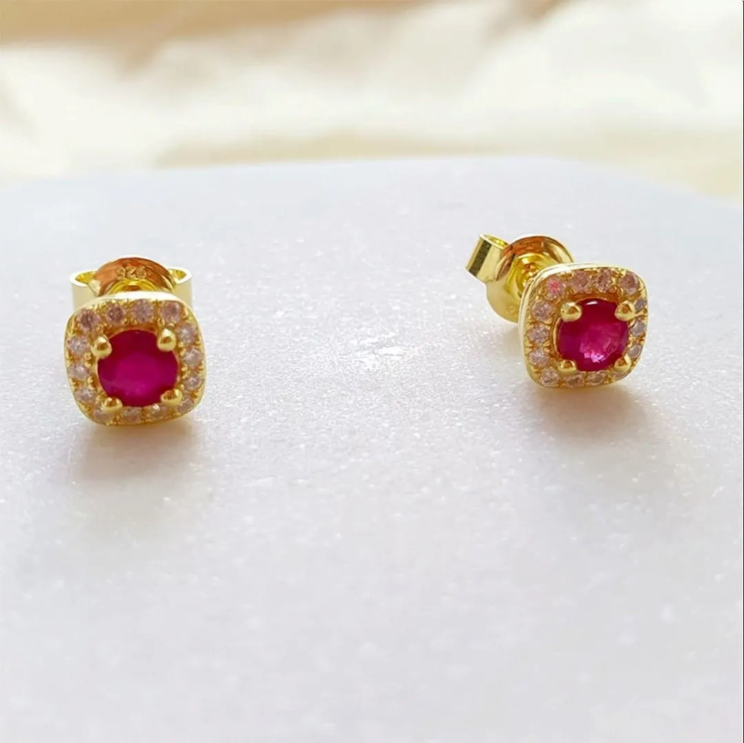 Ruby Halo Earrings