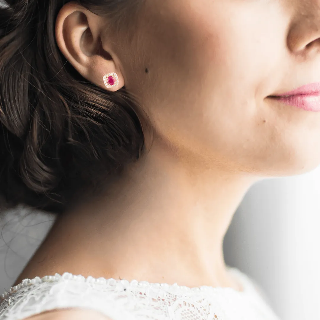 Ruby Halo Earrings