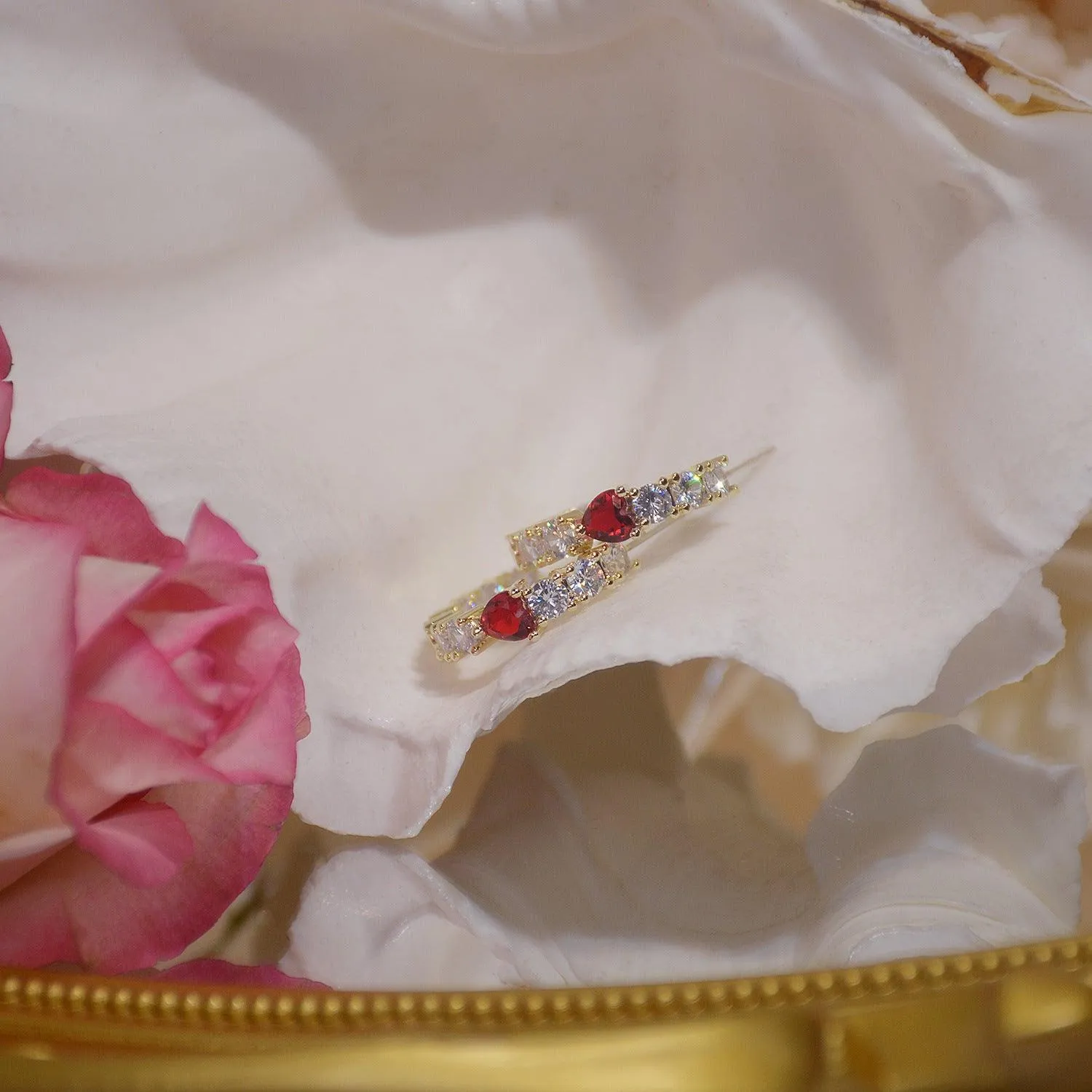 Ruby Heart Hoop Earrings