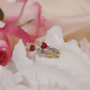 Ruby Heart Hoop Earrings