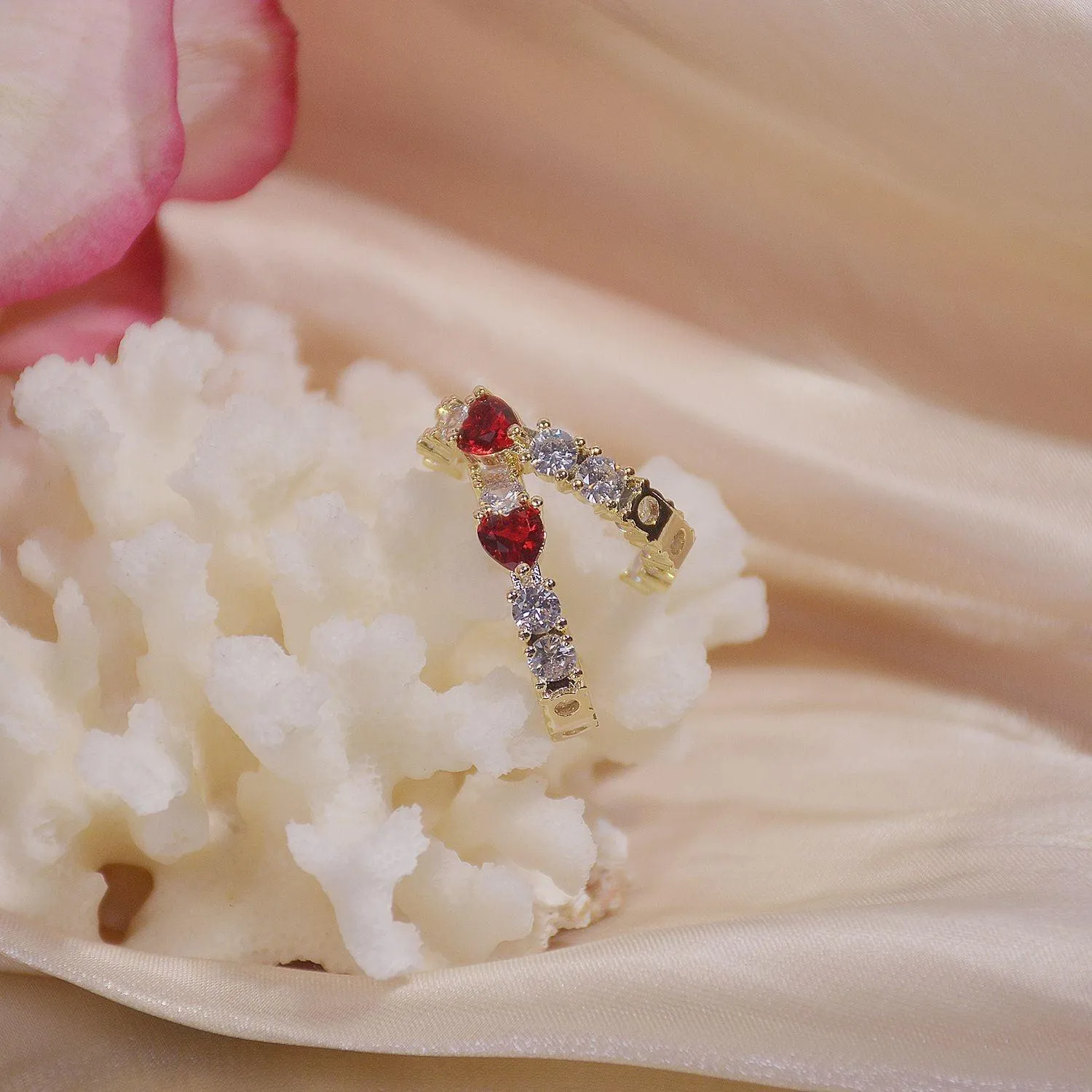 Ruby Heart Hoop Earrings