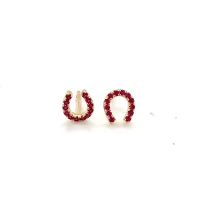 Ruby Horse Shoe Pave Studs