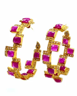 Ruby Mosaic Hoop Earrings