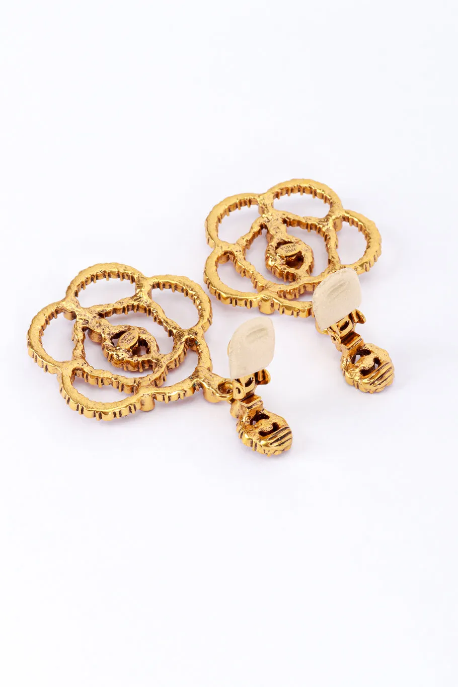 Ruby Rhinestone Camellia Drop Earrings