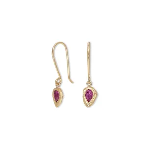 Ruby Teardrop Drop Dangle Gold Earrings