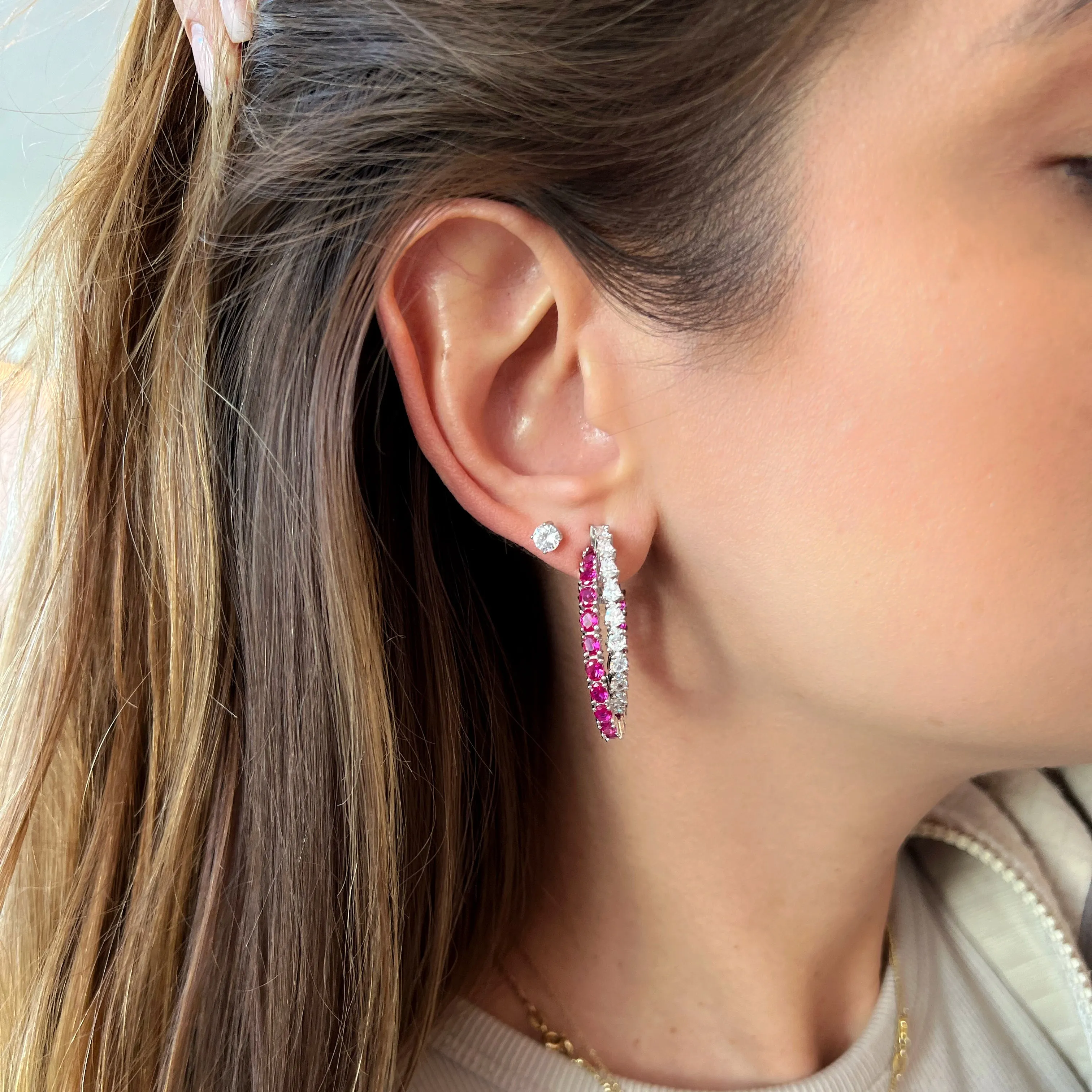 Ruby Twisted Hoops
