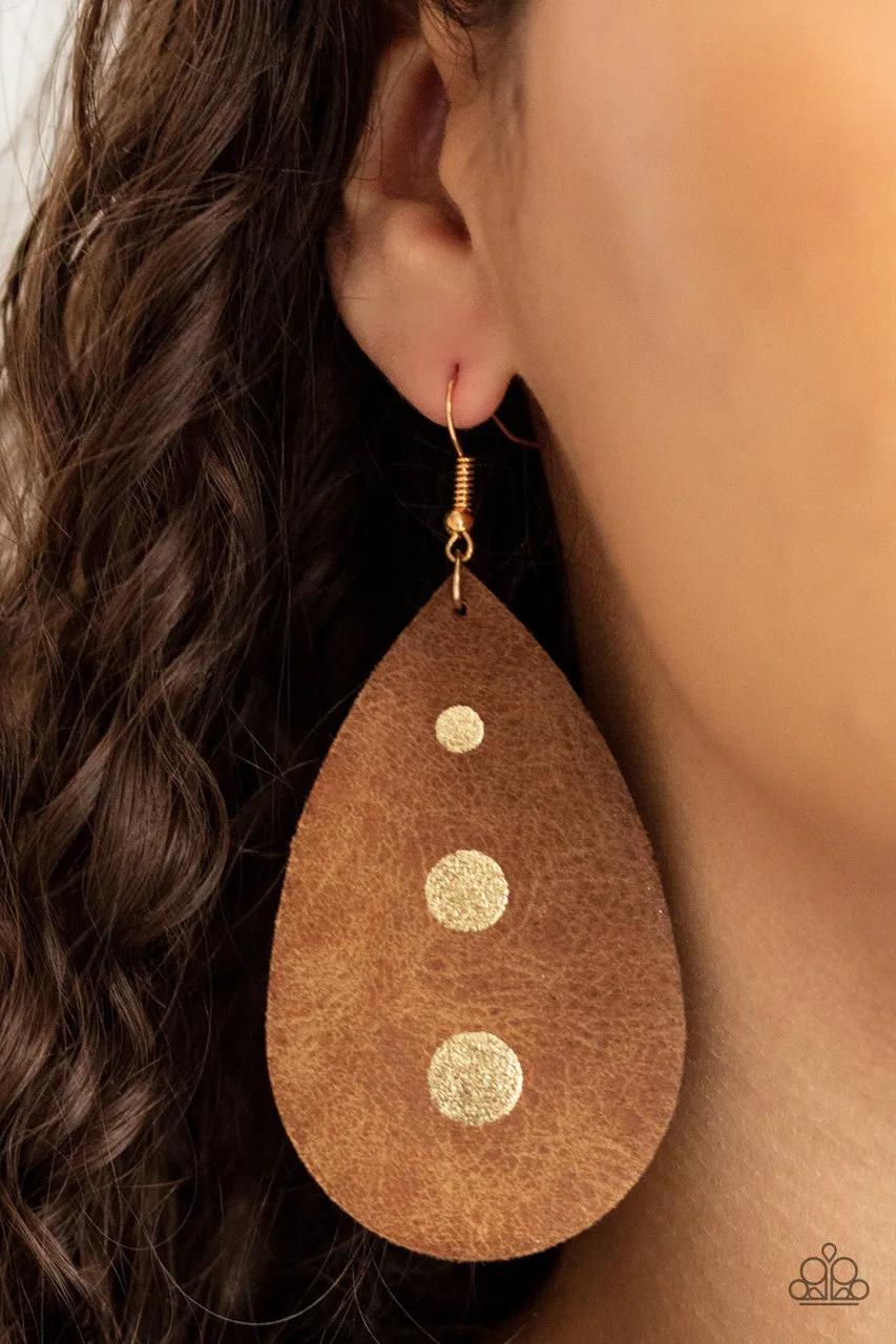Rustic Torrent Gold Paparazzi Earrings
