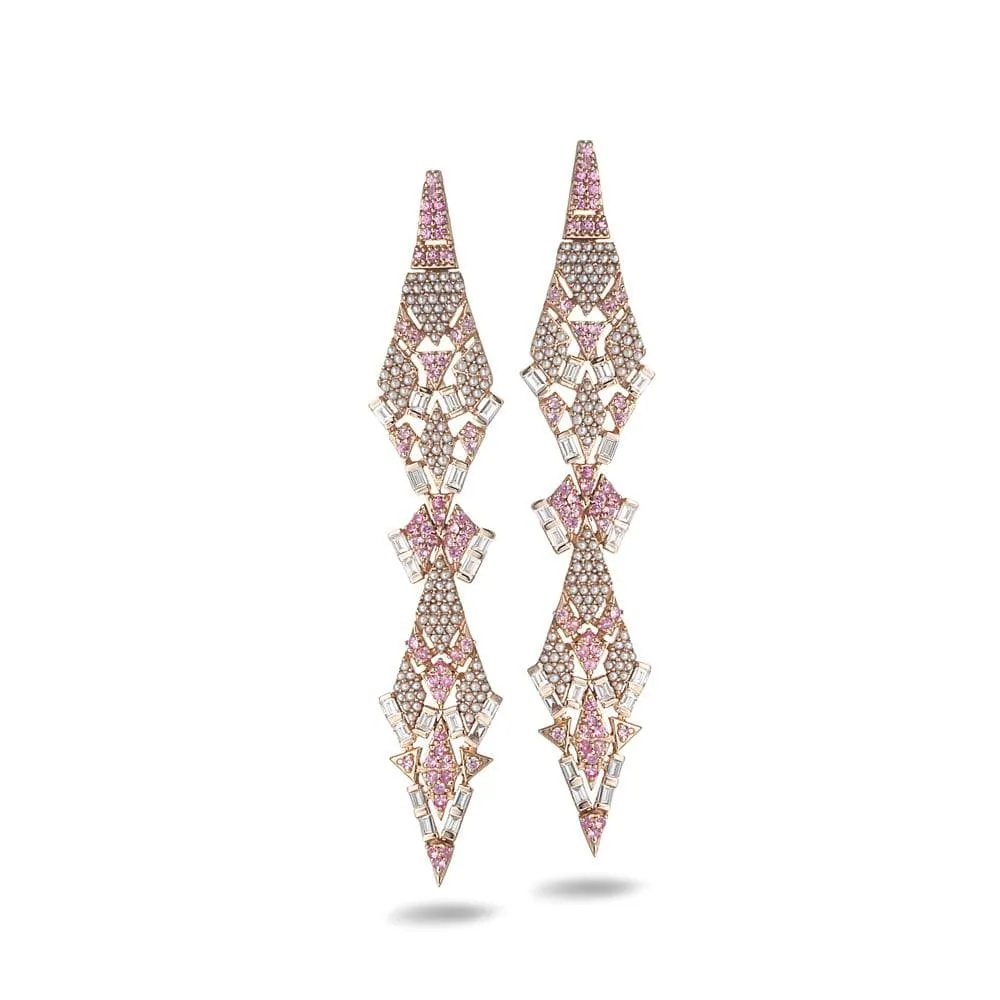 Sagrada Glory 18K Rose Gold Pink Sapphire Drop Earrings