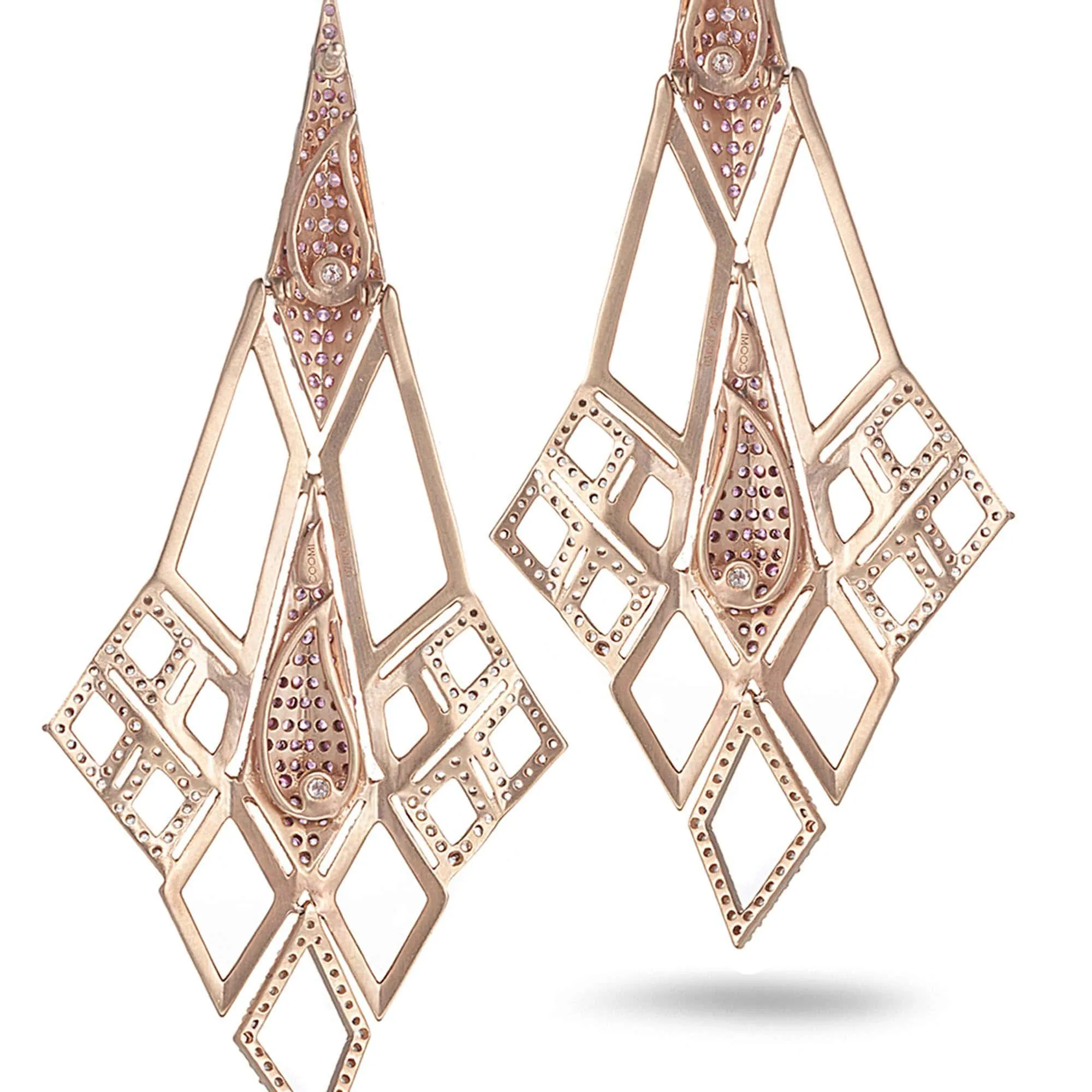 Sagrada Glory Drop Earring in 18K Rose Gold with Pearls and Diamonds