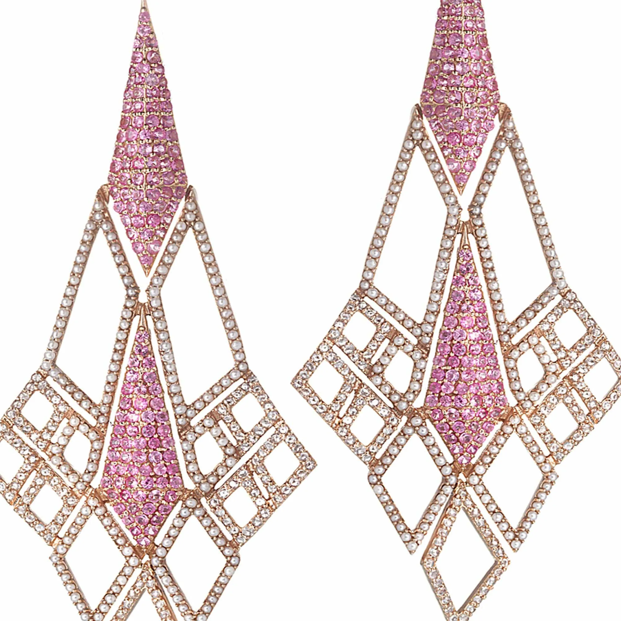 Sagrada Glory Drop Earring in 18K Rose Gold with Pearls and Diamonds