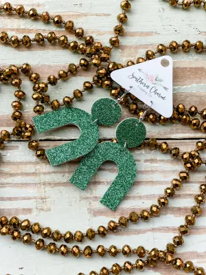 Samantha Statement Earrings || Green Glitter
