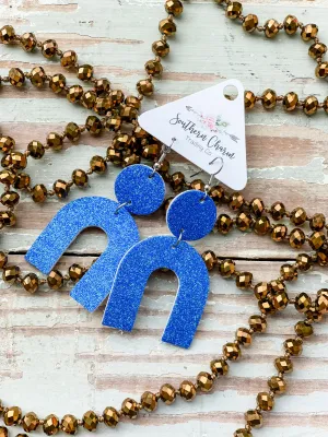 Samantha Statement Earrings || Royal Blue Glitter