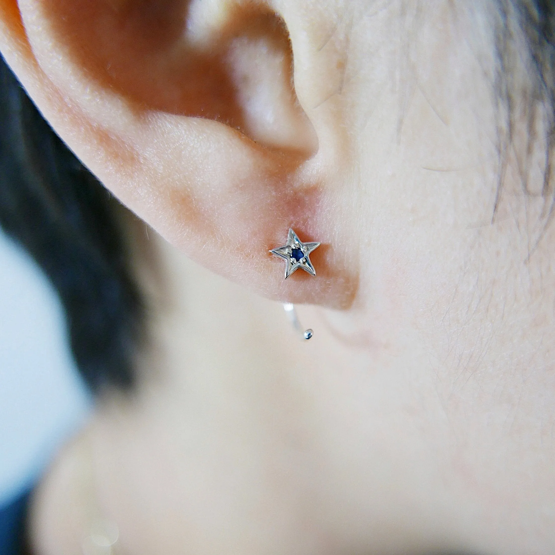 SAMPLE SALE! Sapphire Star Hook Earrings