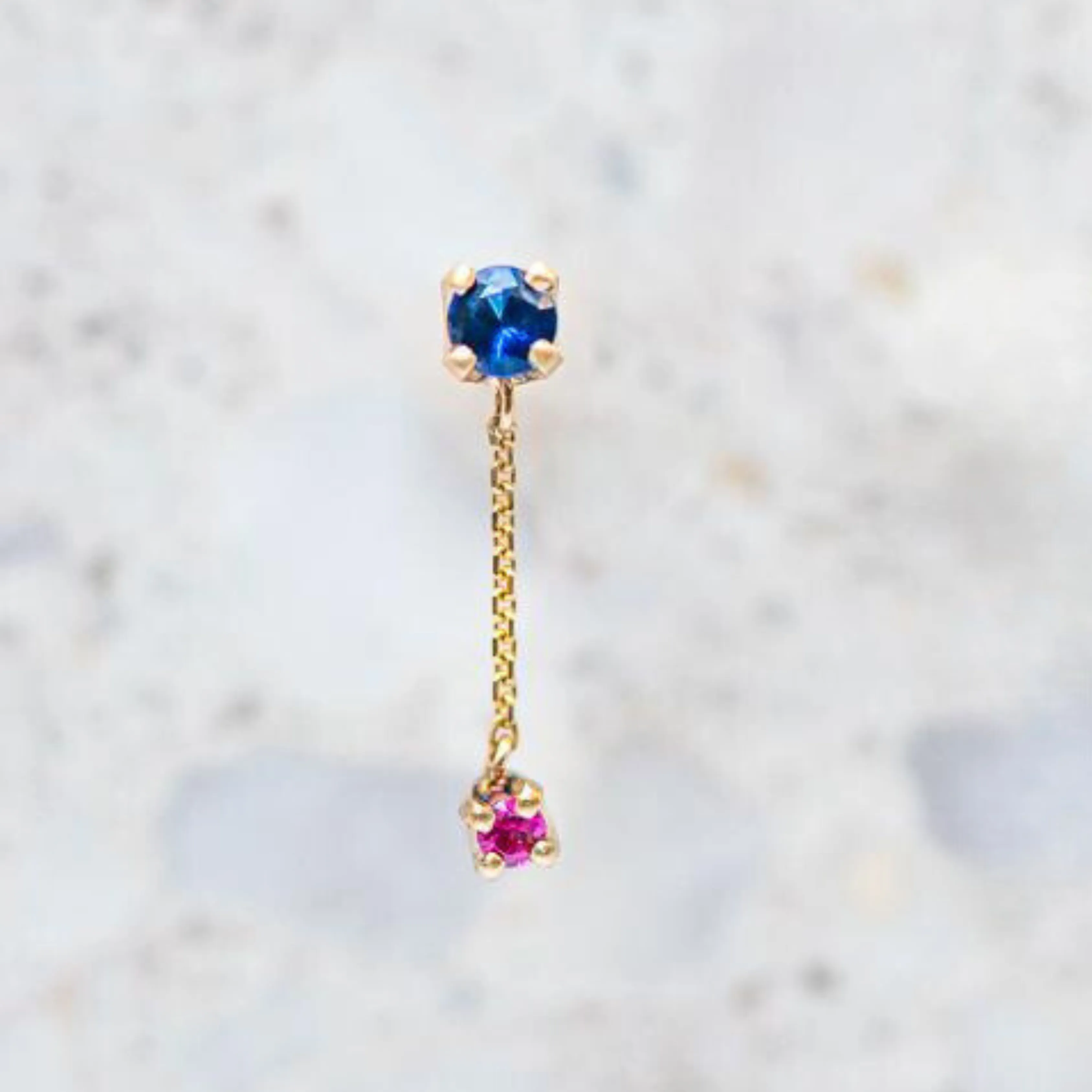 Sapphire and Ruby Waterfall Single Stud