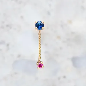 Sapphire and Ruby Waterfall Single Stud