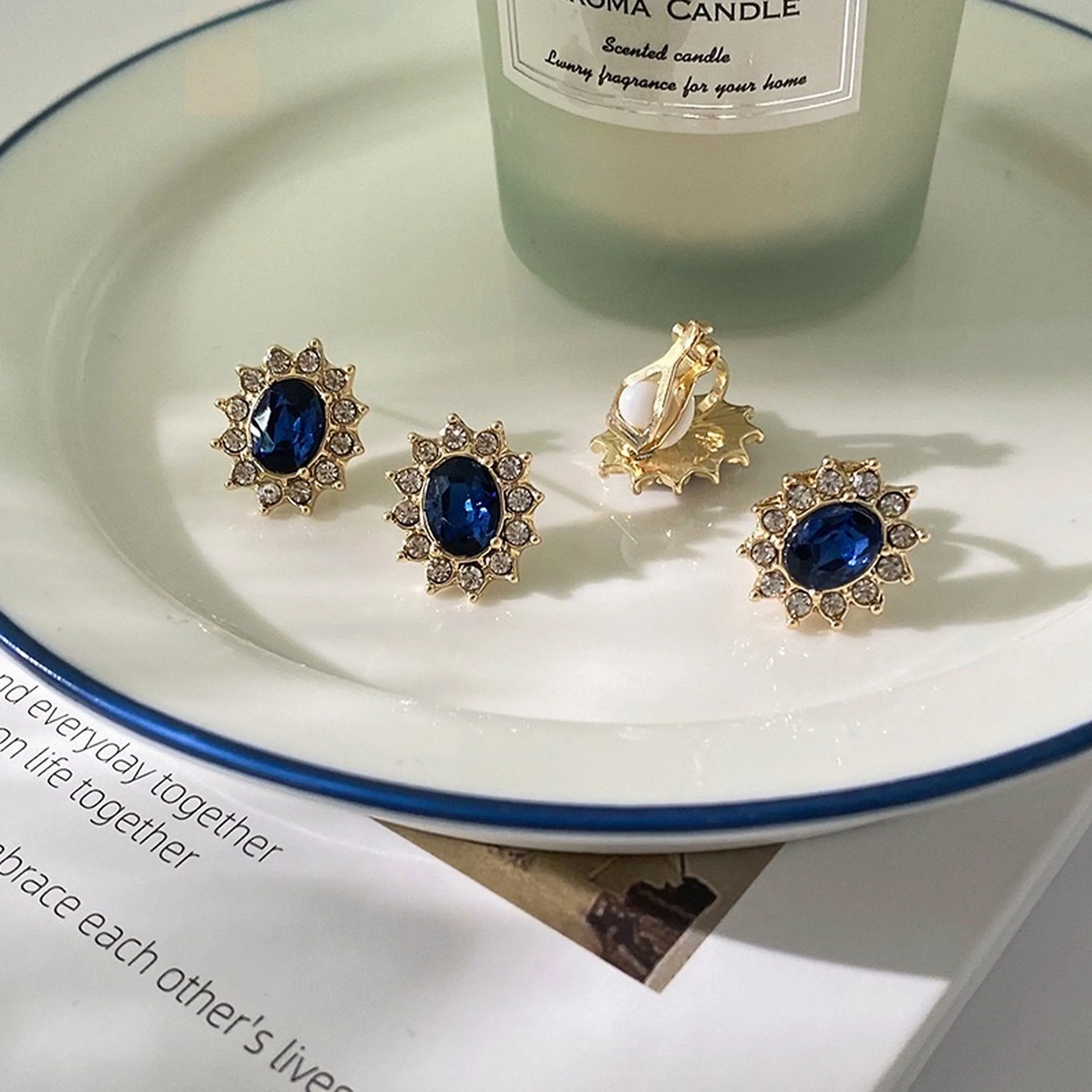 Sapphire gold earrings