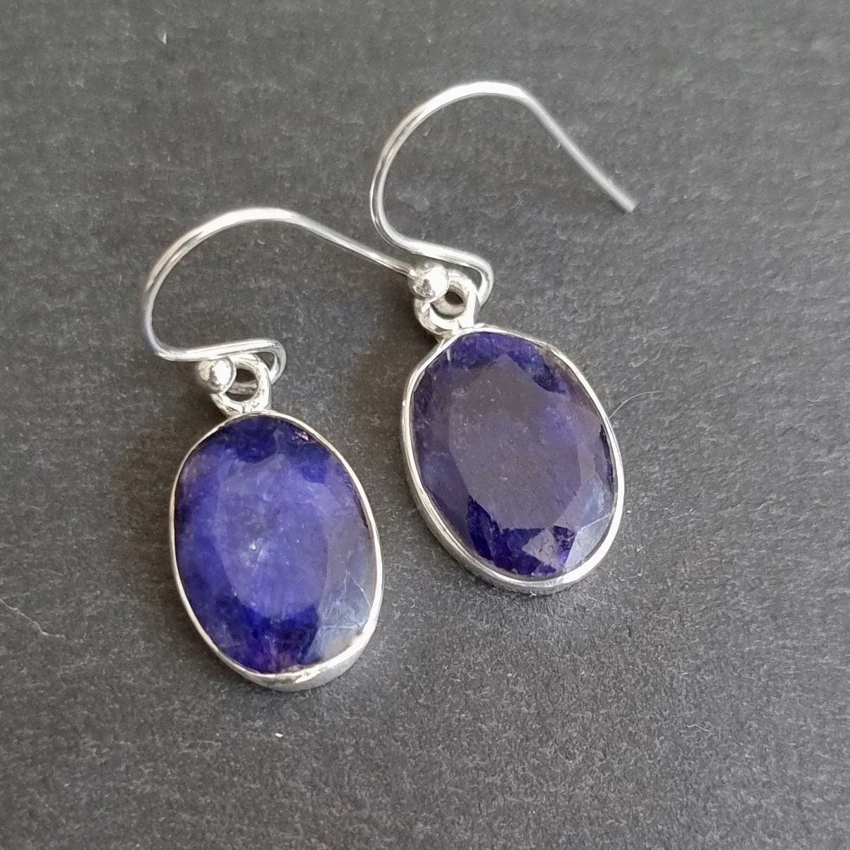 Sapphire Oval 14mm x 10mm 925 Sterling Silver Earrings, E2S