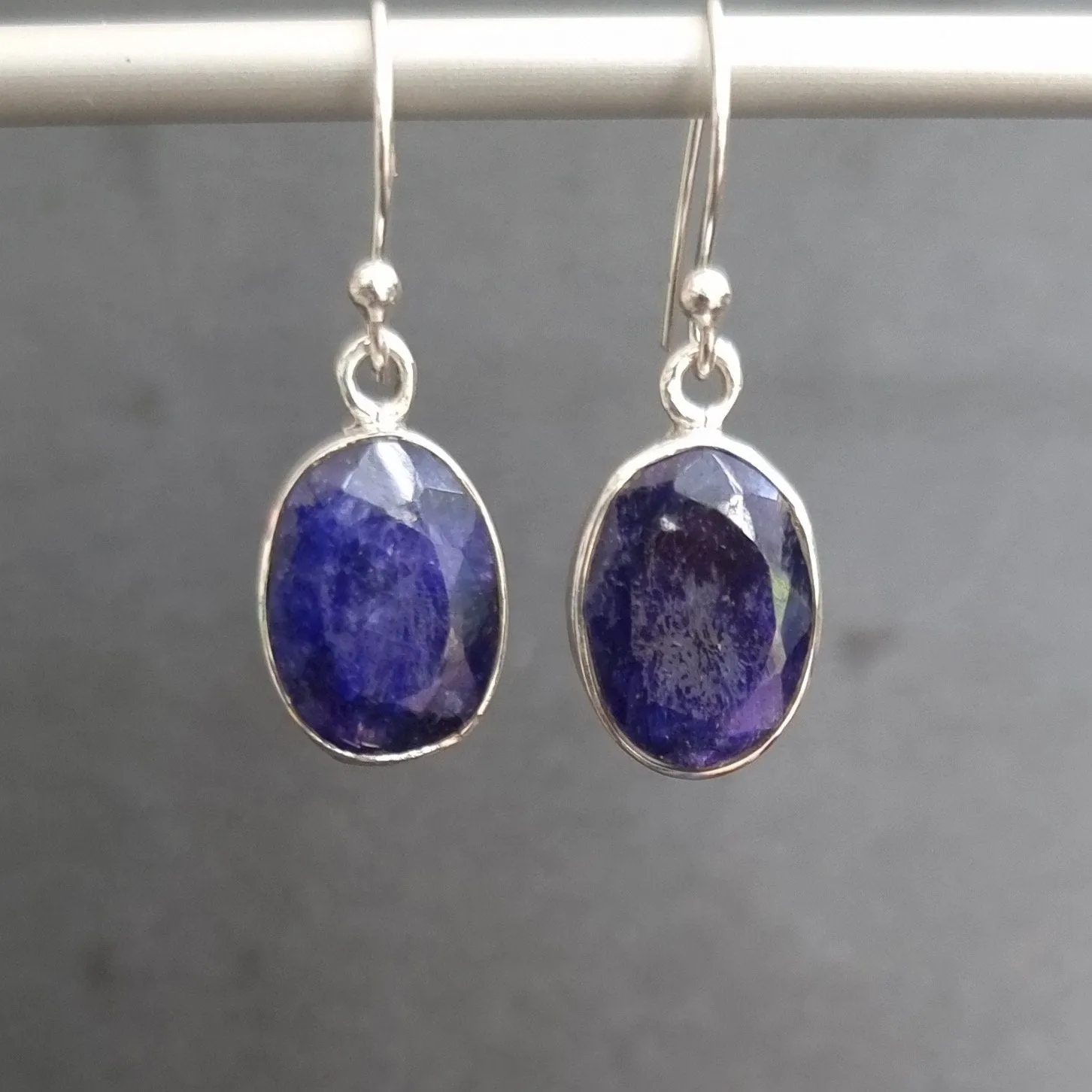 Sapphire Oval 14mm x 10mm 925 Sterling Silver Earrings, E2S