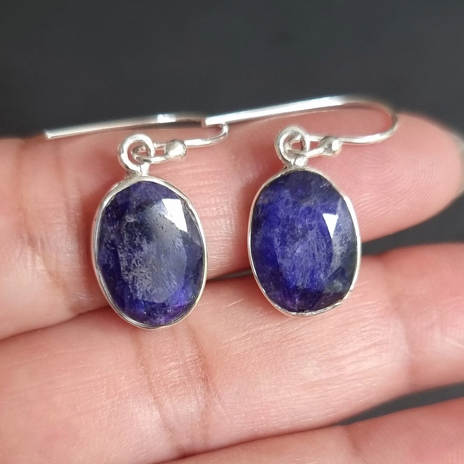 Sapphire Oval 14mm x 10mm 925 Sterling Silver Earrings, E2S