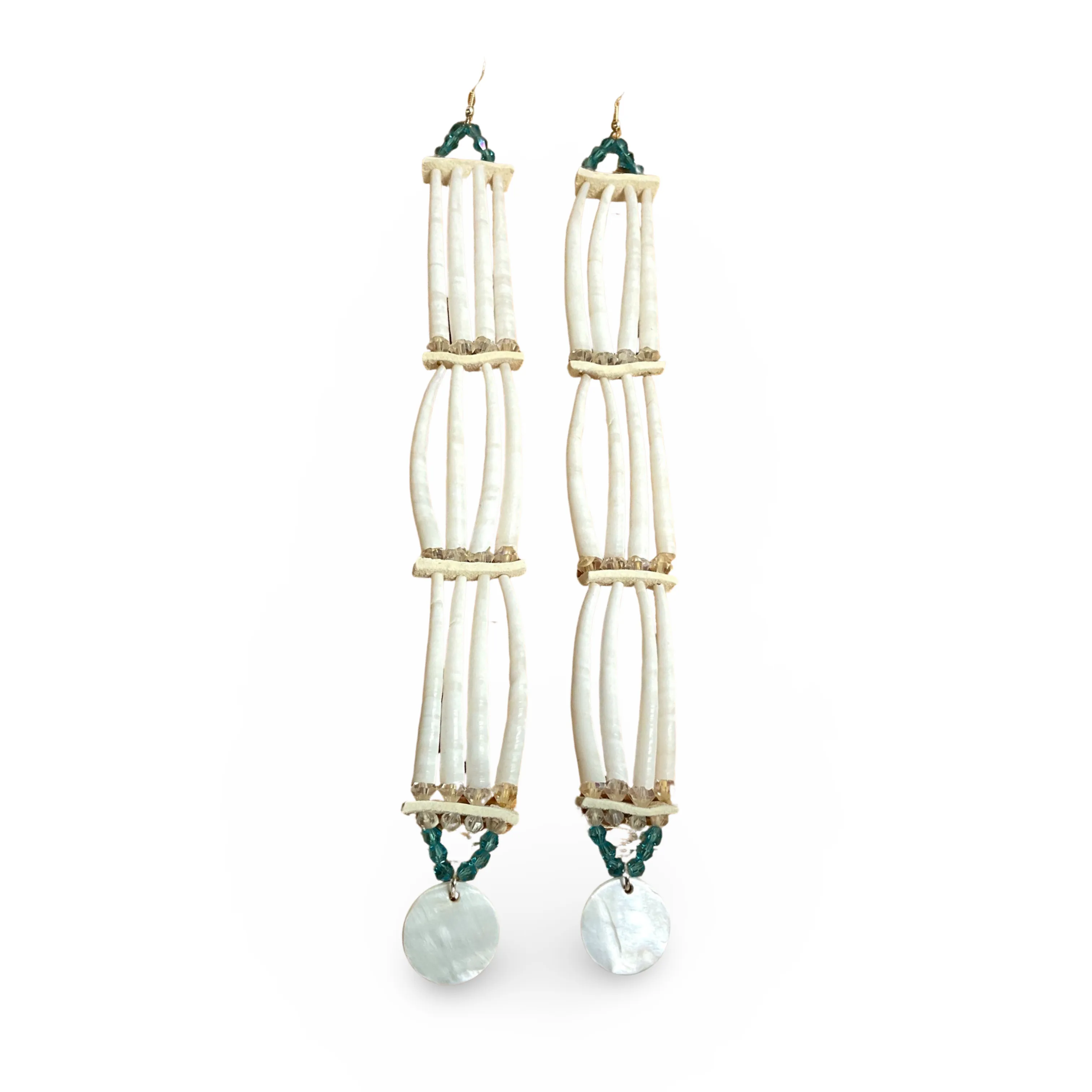 SBE 8 1/2" 3 Row Dentalium Earrings