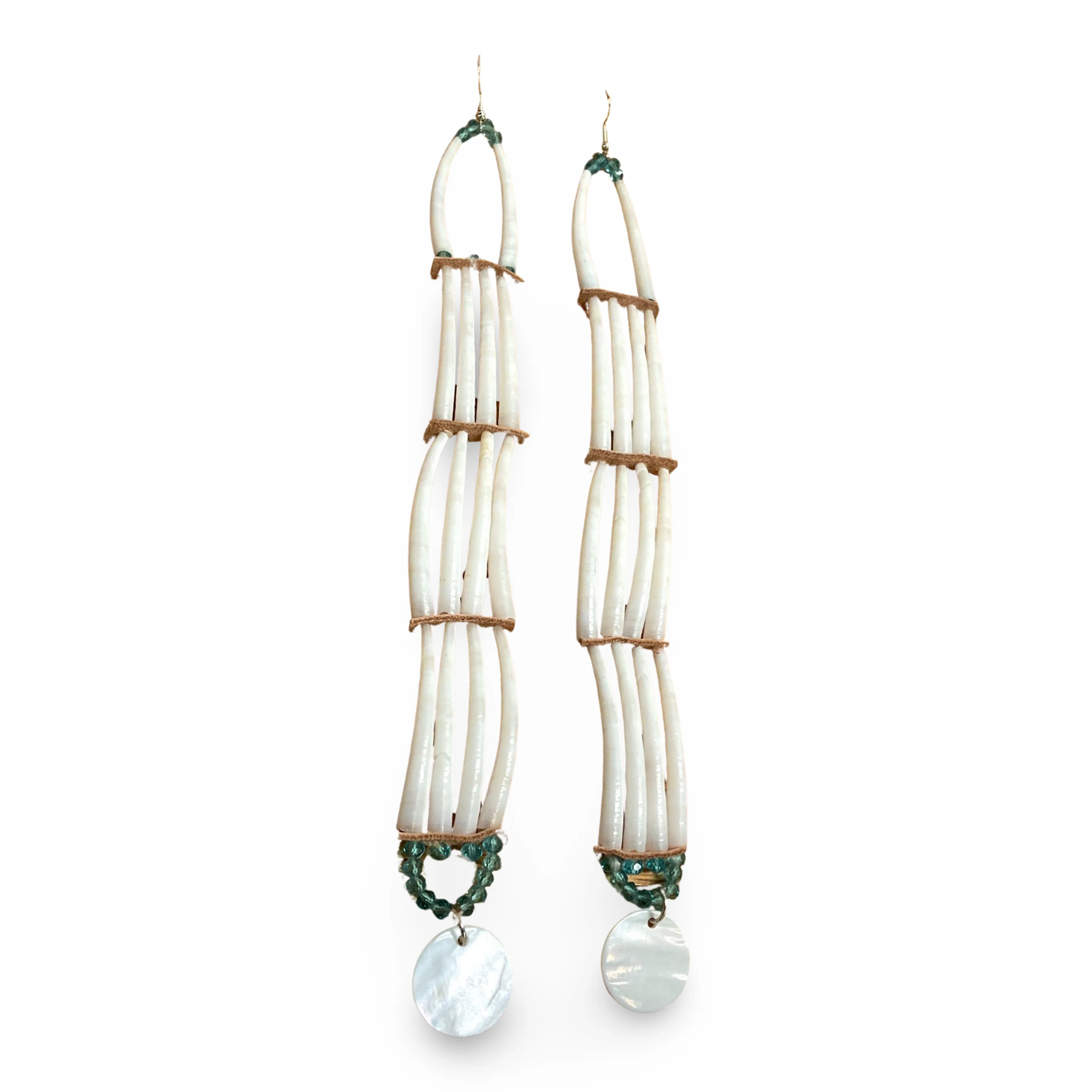 SBE 8 1/2" 3 Row Dentalium Earrings