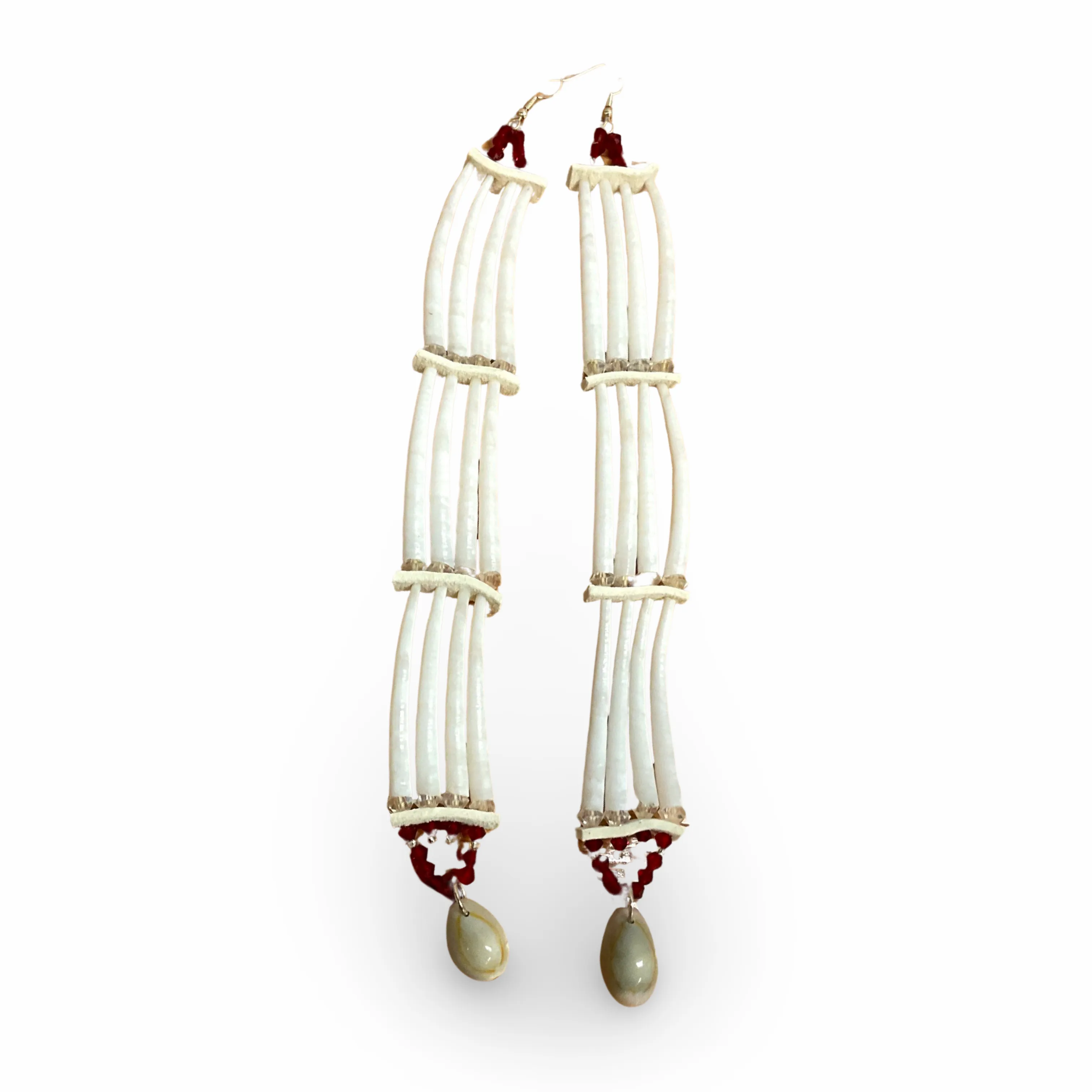 SBE 8 1/2" 3 Row Dentalium Earrings