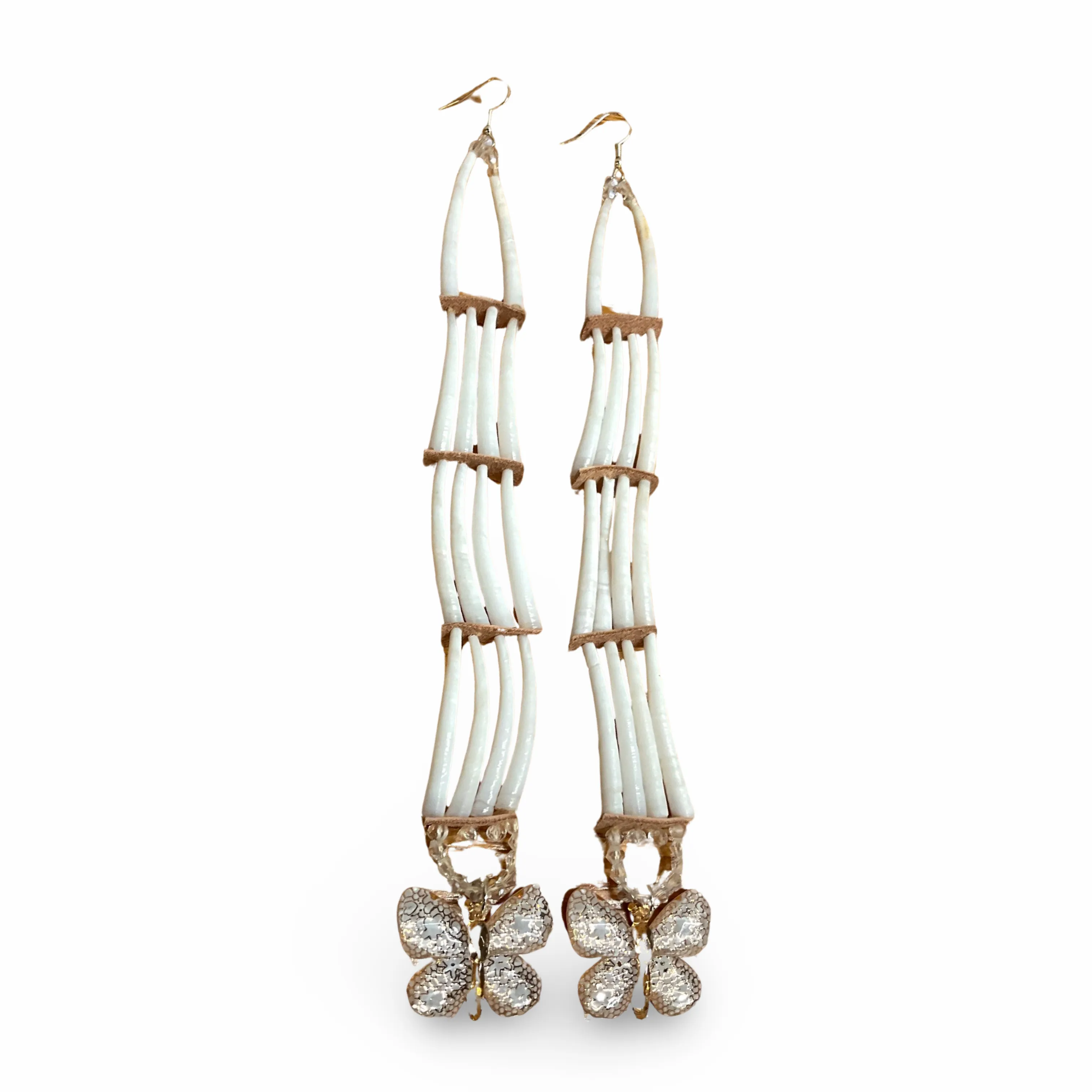 SBE 8 1/2" 3 Row Dentalium Earrings
