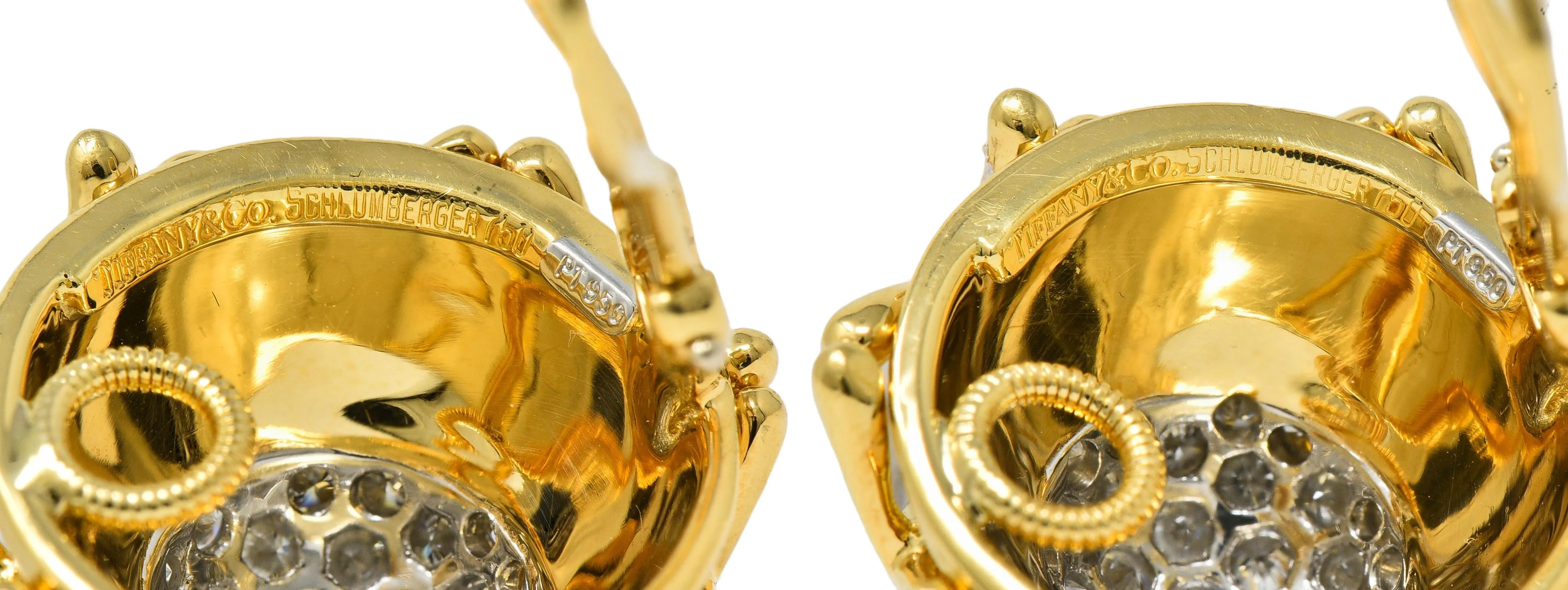 Schlumberger Tiffany & Co. Diamond Platinum 18 Karat Gold Vintage Multiplication Ear-Clip Earrings