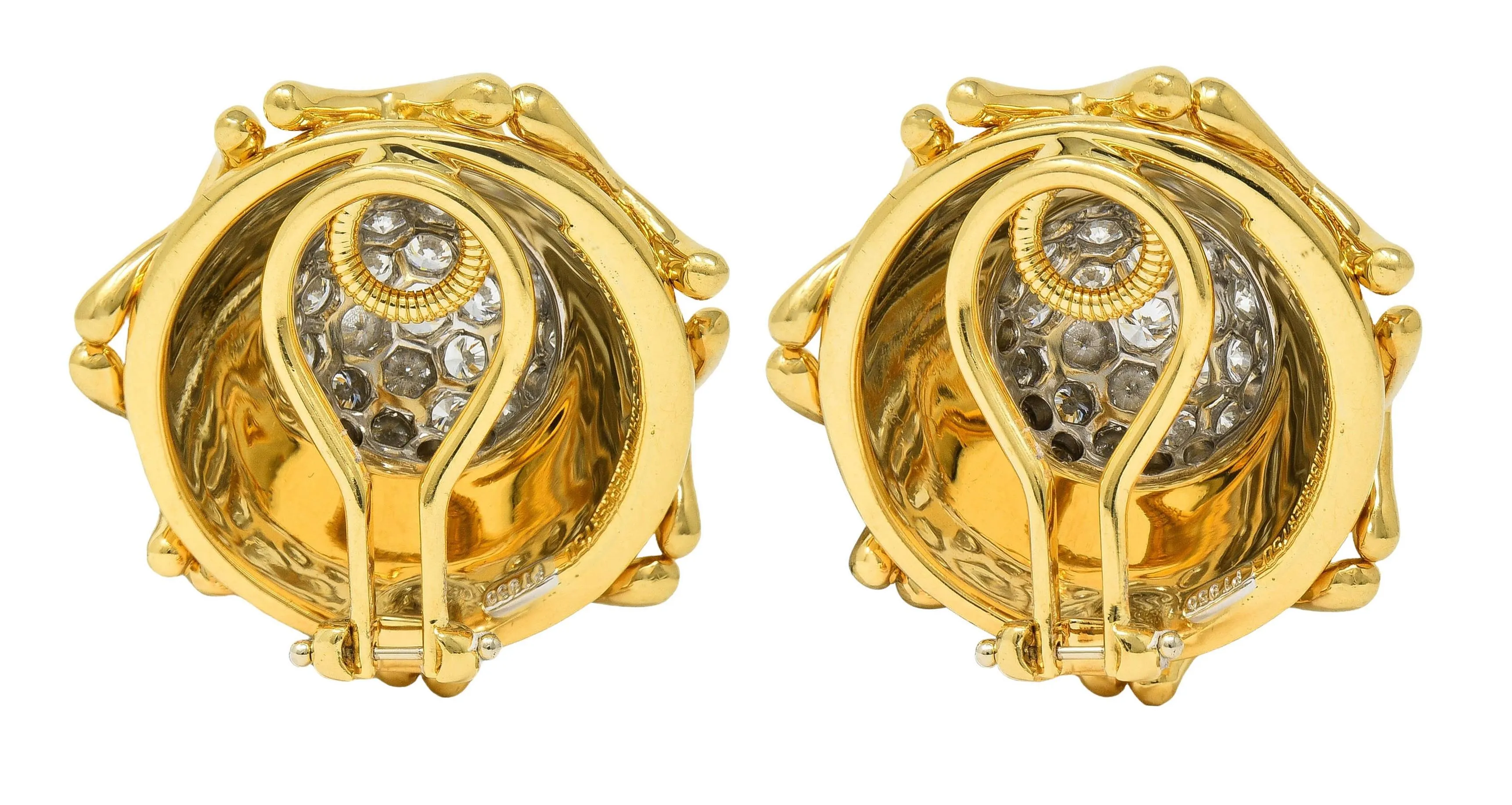 Schlumberger Tiffany & Co. Diamond Platinum 18 Karat Gold Vintage Multiplication Ear-Clip Earrings