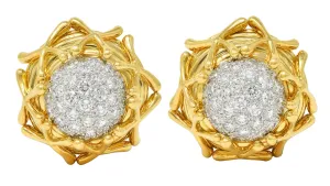 Schlumberger Tiffany & Co. Diamond Platinum 18 Karat Gold Vintage Multiplication Ear-Clip Earrings