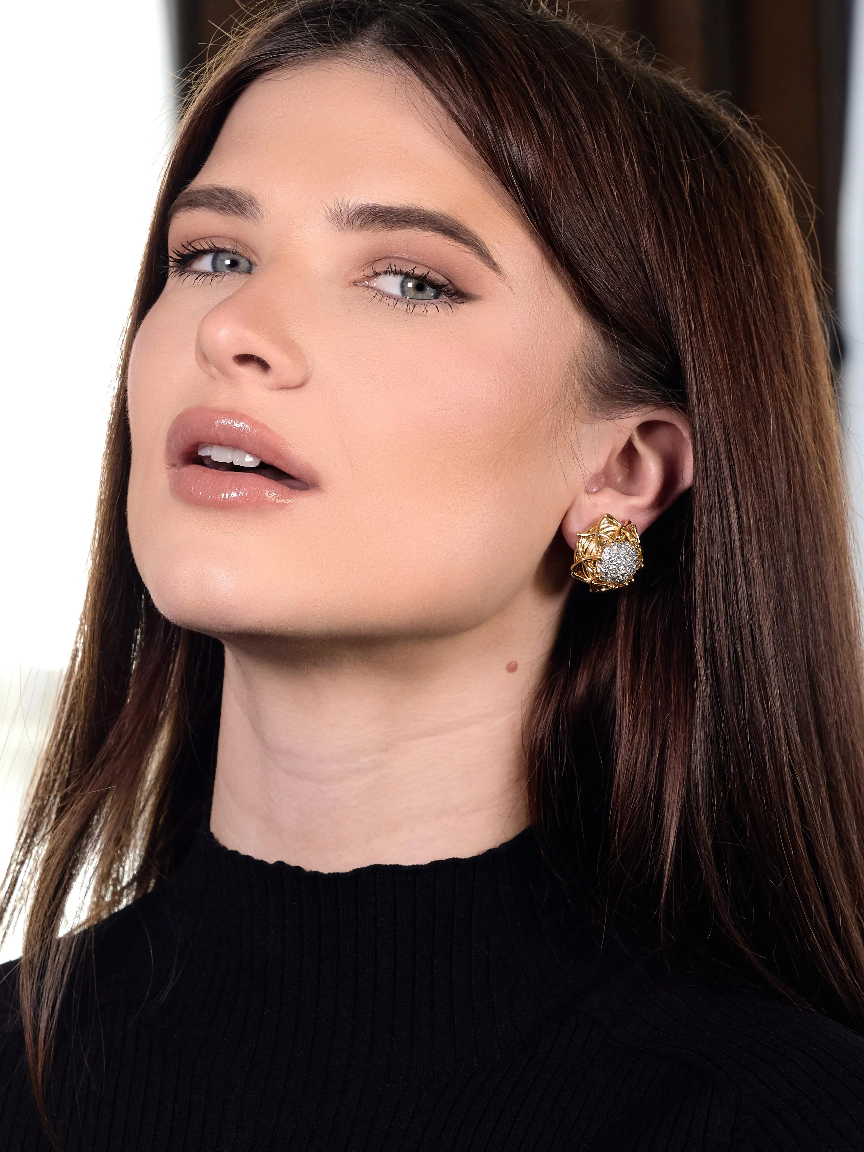 Schlumberger Tiffany & Co. Diamond Platinum 18 Karat Gold Vintage Multiplication Ear-Clip Earrings
