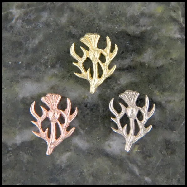 Scottish Thistle Post Earrings in Gold