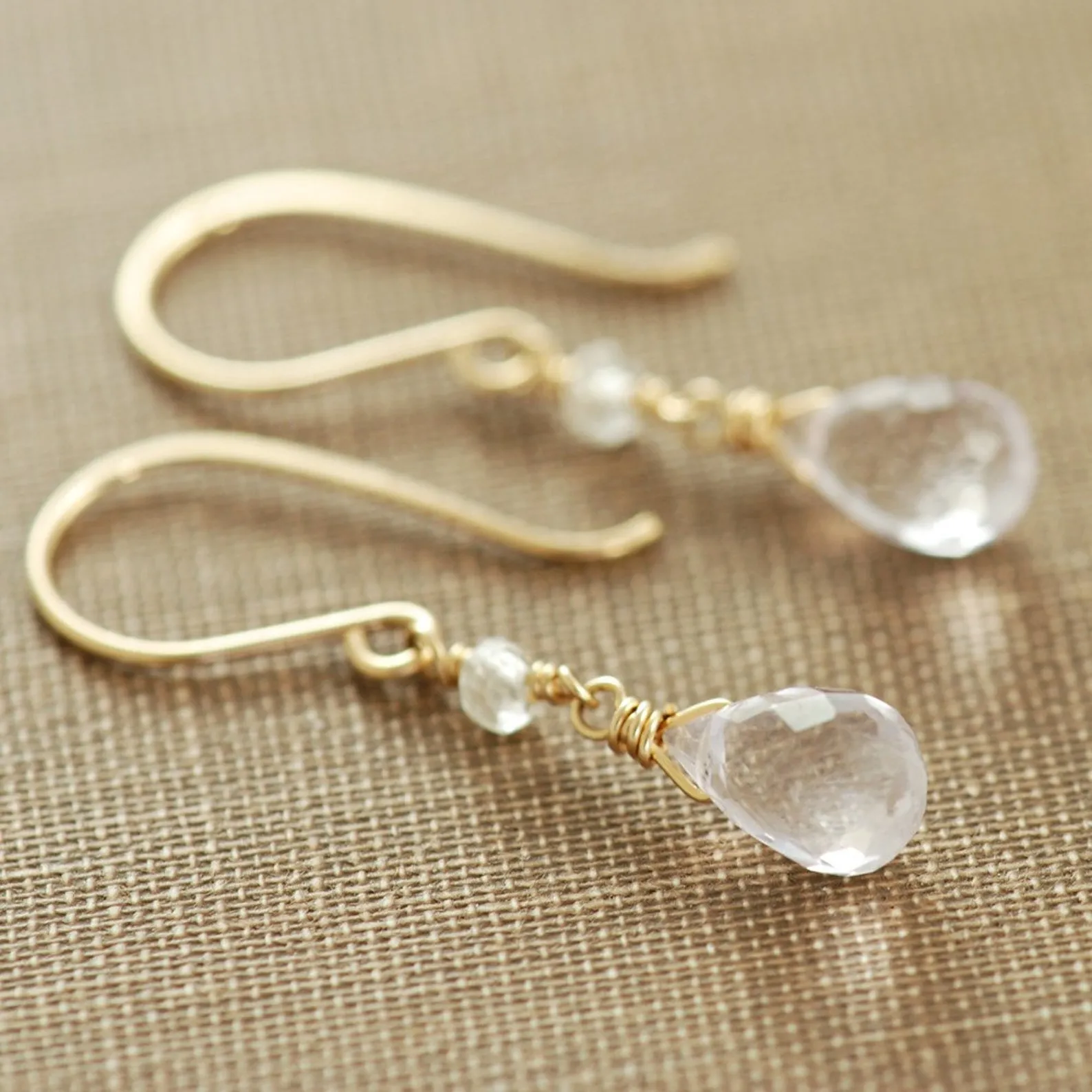 Seafoam Chalcedony Seed Pearl Earrings Handmade Gold Dangle Earrings with Pearl Clusters