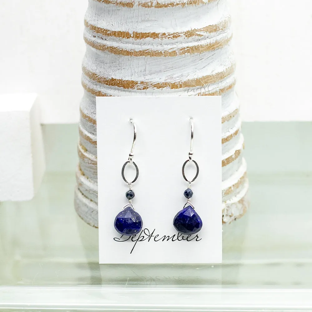 September Birthstone Silver Earrings