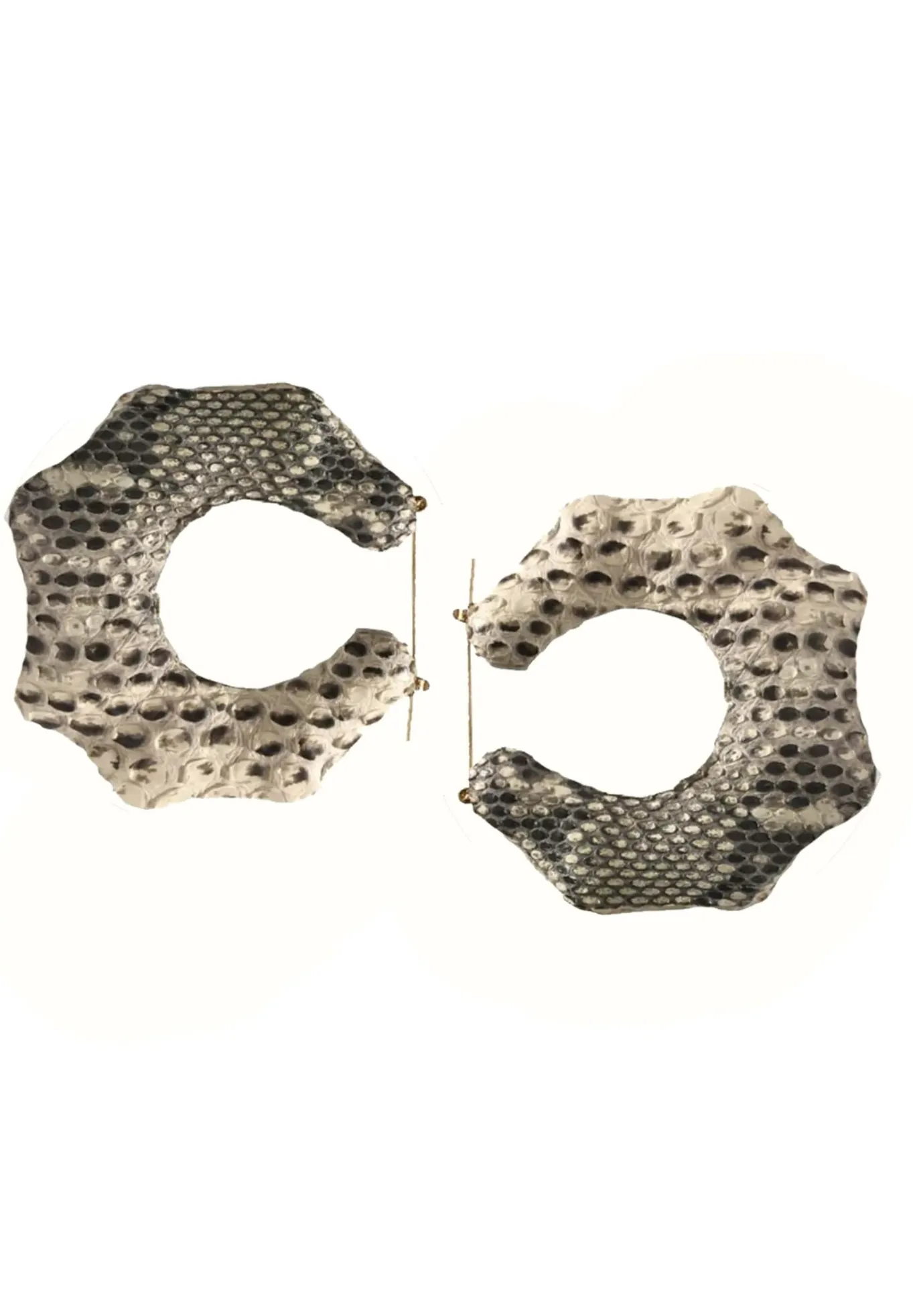 Seville Michelle Hexagon Python Leather Bamboo Earrings