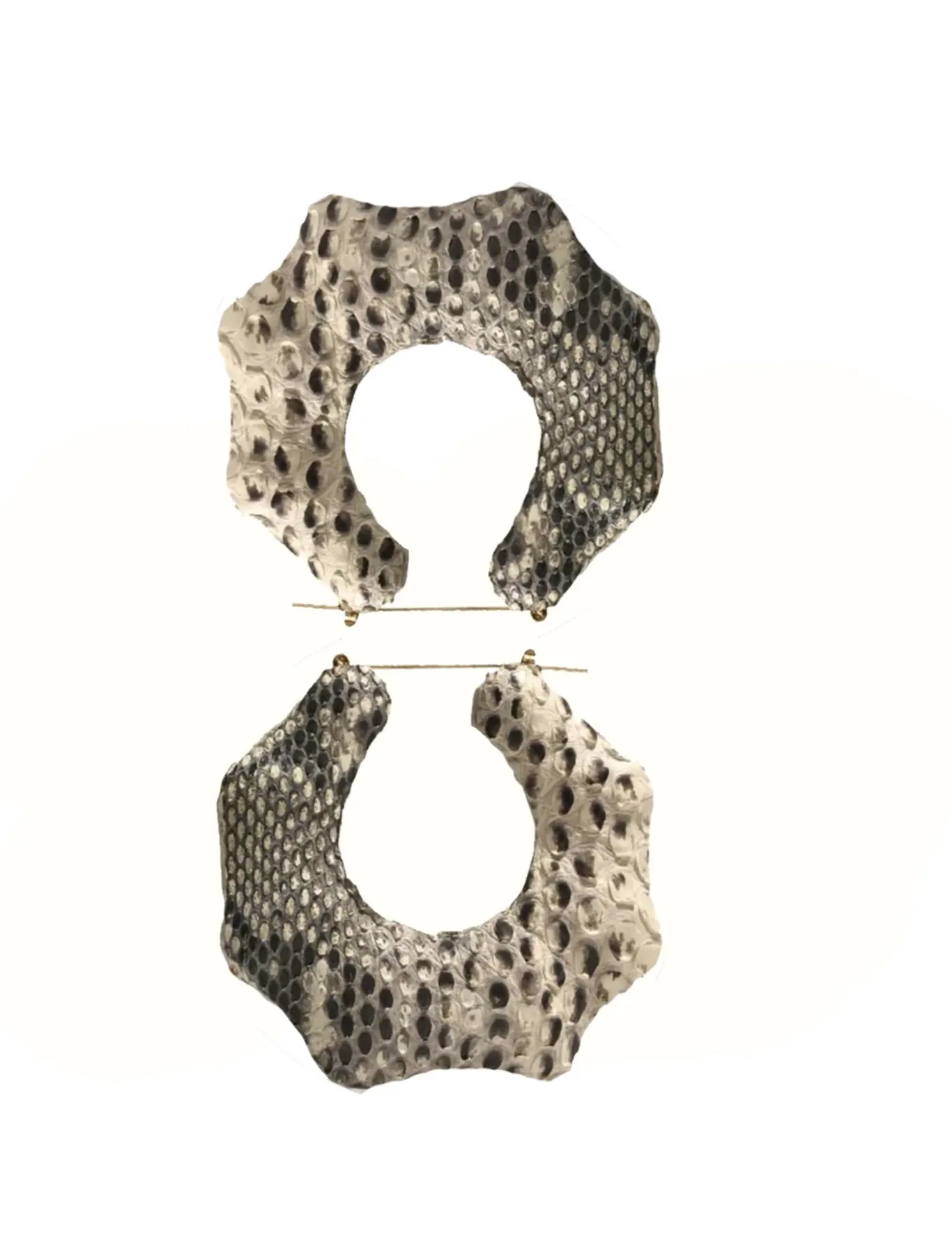 Seville Michelle Hexagon Python Leather Bamboo Earrings
