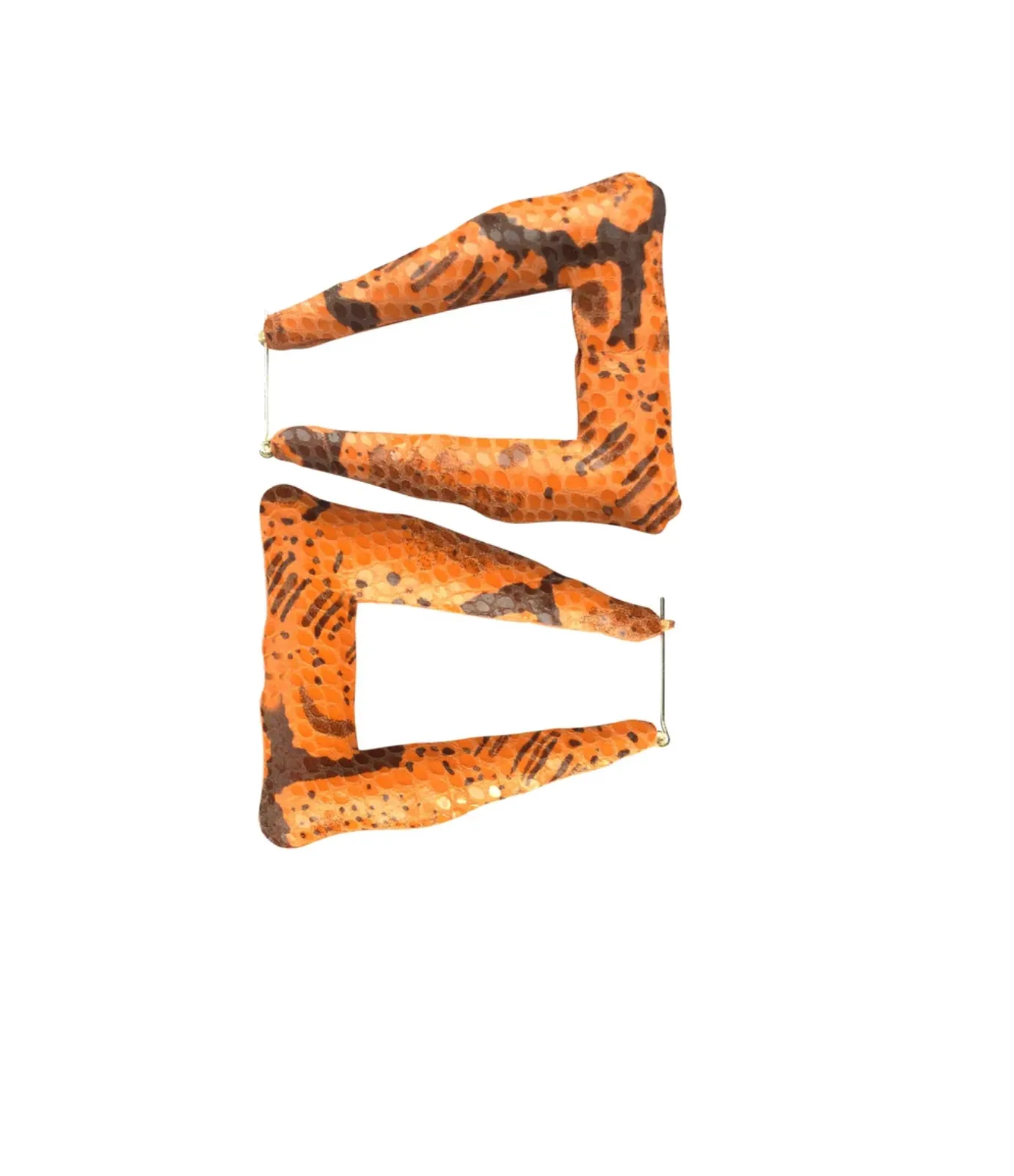 Seville Michelle Snake Print on Lamb Wrap Triangle Earrings in Yellow (Pumpkin)